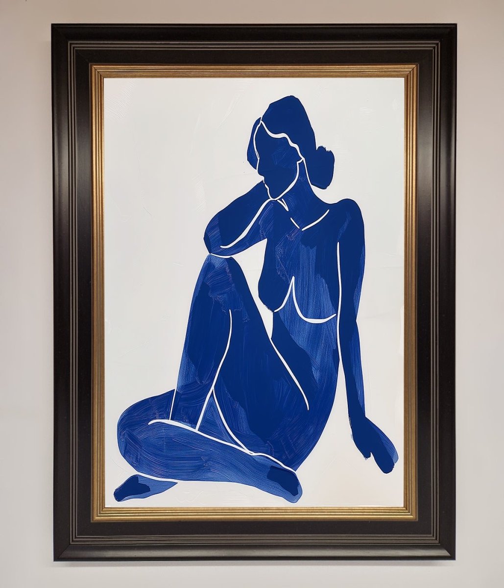 Blue Woman Pose Matisse Print Framed