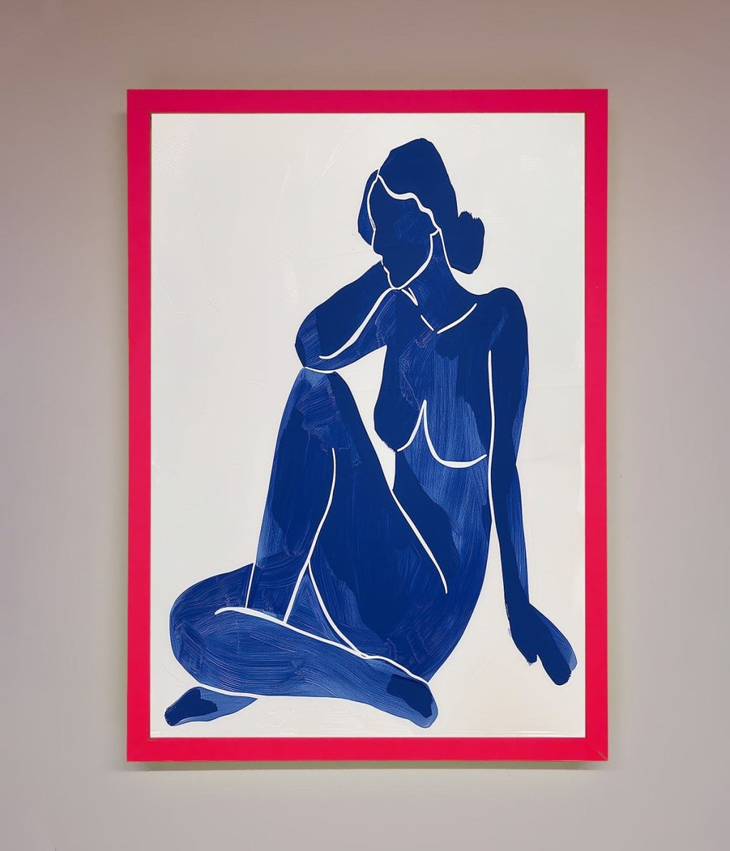Blue Woman Pose Matisse Print Framed