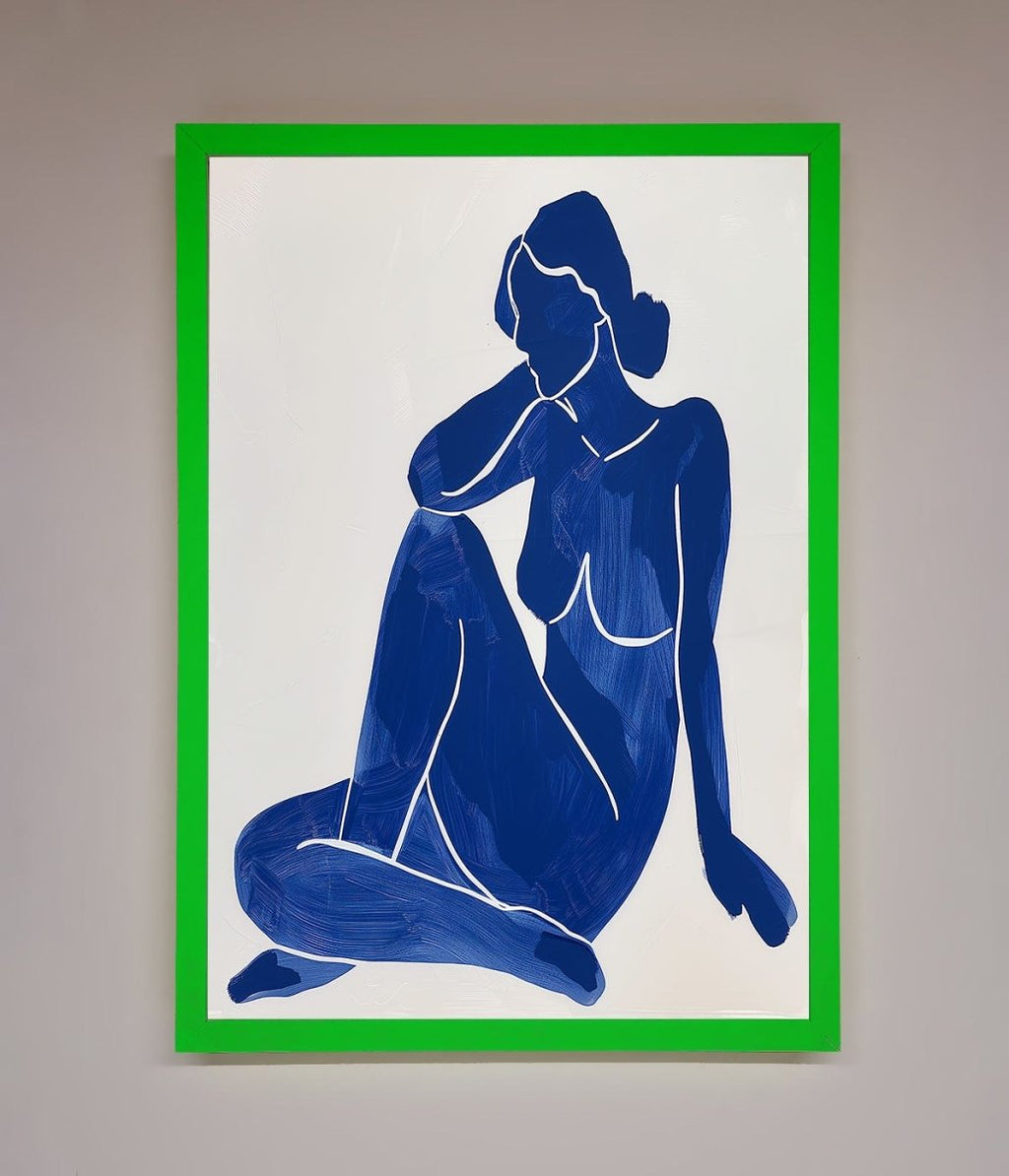 Blue Woman Pose Matisse Print Framed