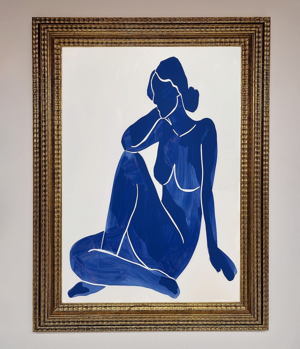 Blue Woman Pose Matisse Print Framed