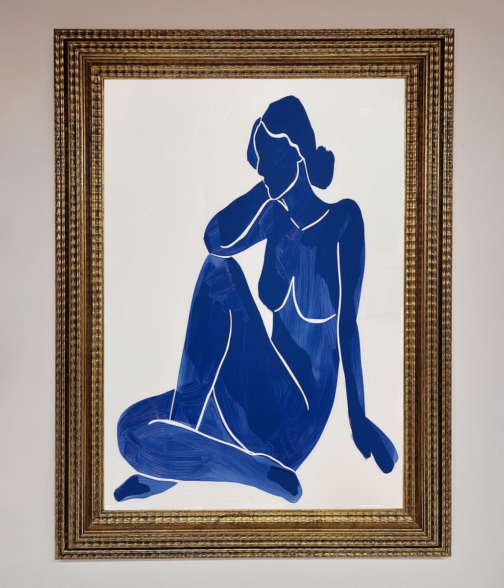 Blue Woman Pose Matisse Print Framed