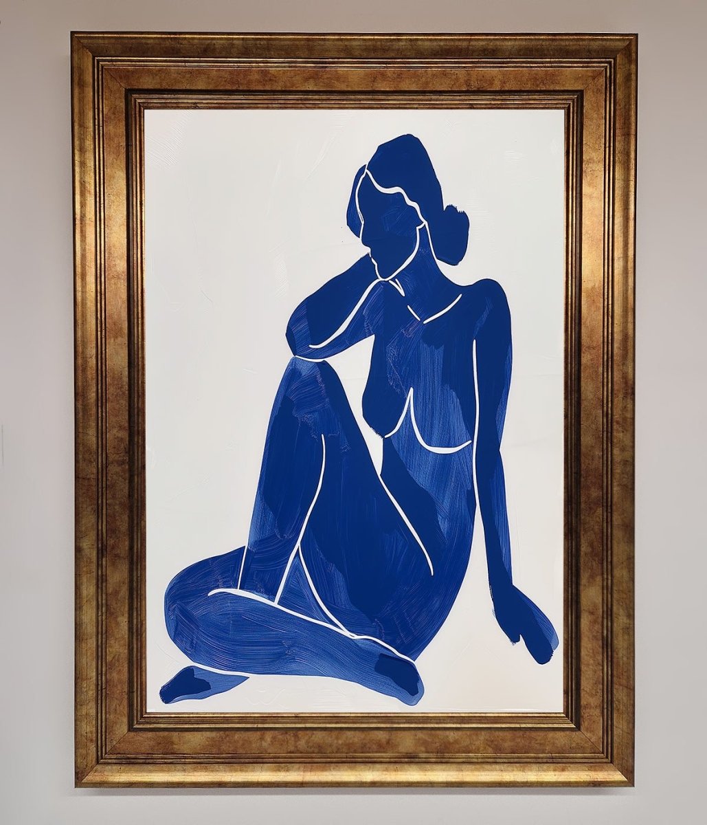 Blue Woman Pose Matisse Print Framed