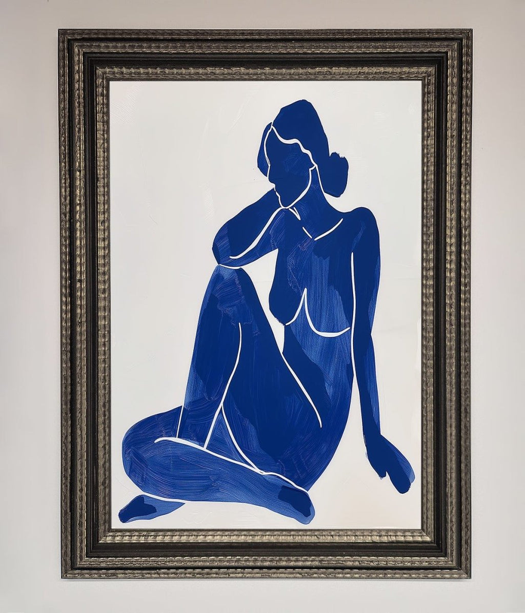 Blue Woman Pose Matisse Print Framed