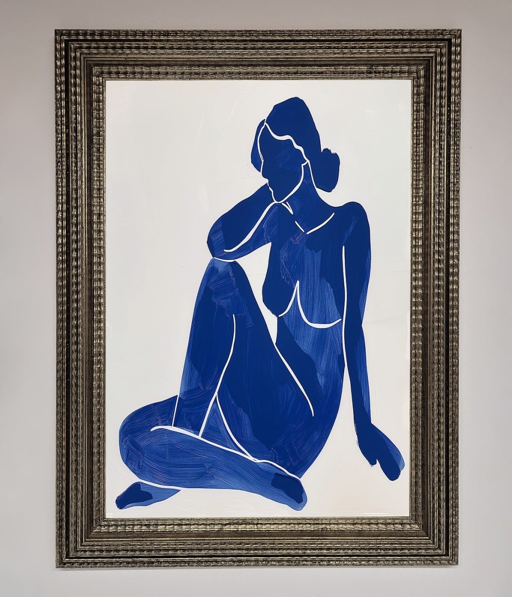 Blue Woman Pose Matisse Print Framed