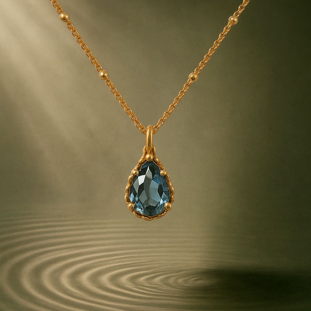 Gold Vermeil Blue Topaz Necklace Aurelia