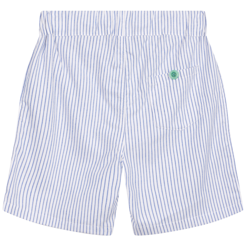 Unisex Monk Seal Shorts in Blue and White Stripe