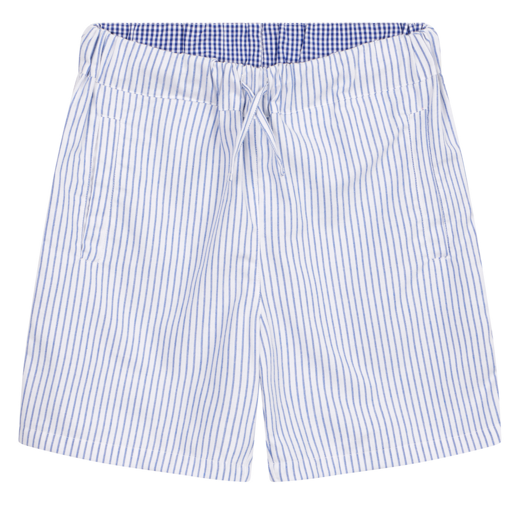 Unisex Monk Seal Shorts in Blue and White Stripe