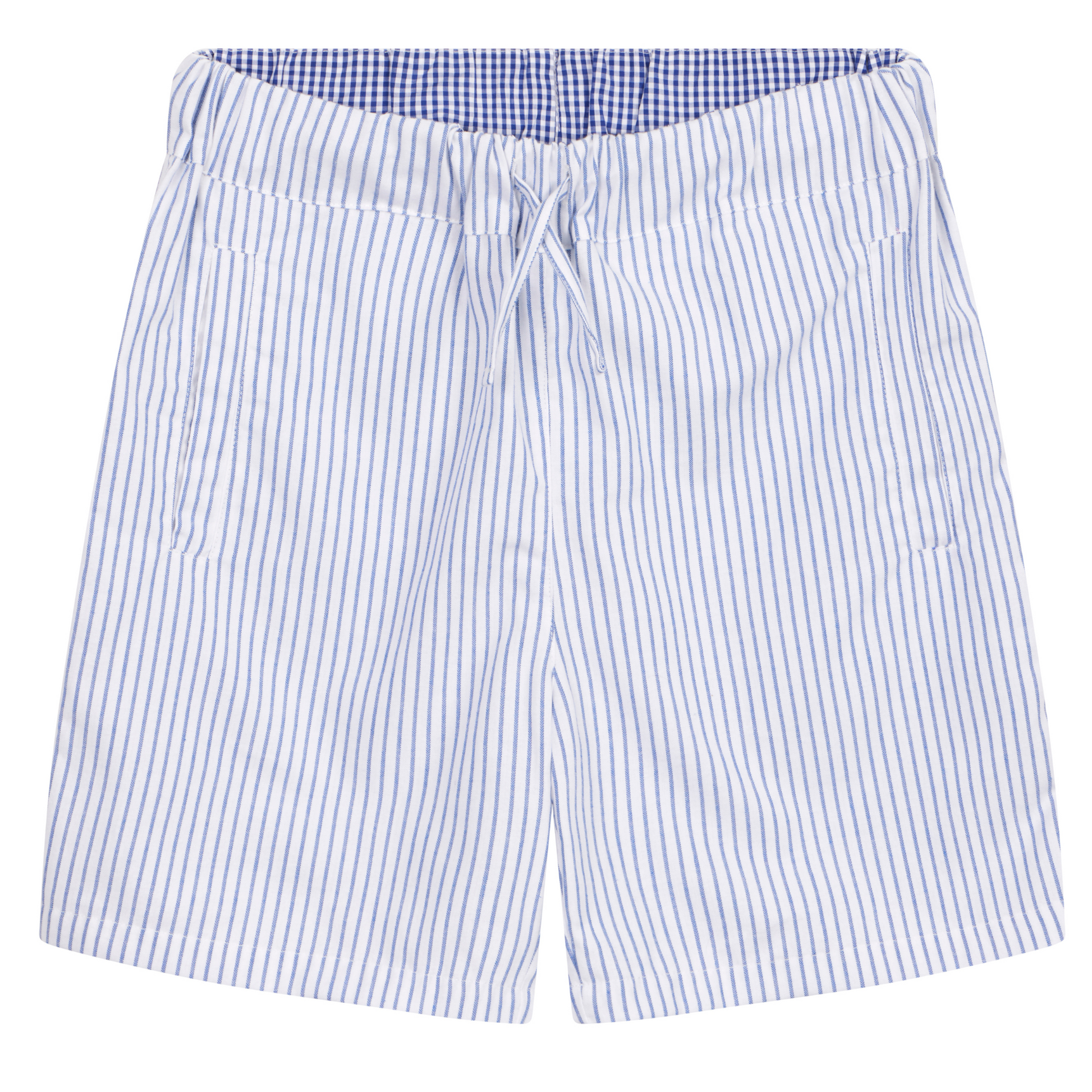 Unisex Monk Seal Shorts in Blue and White Stripe