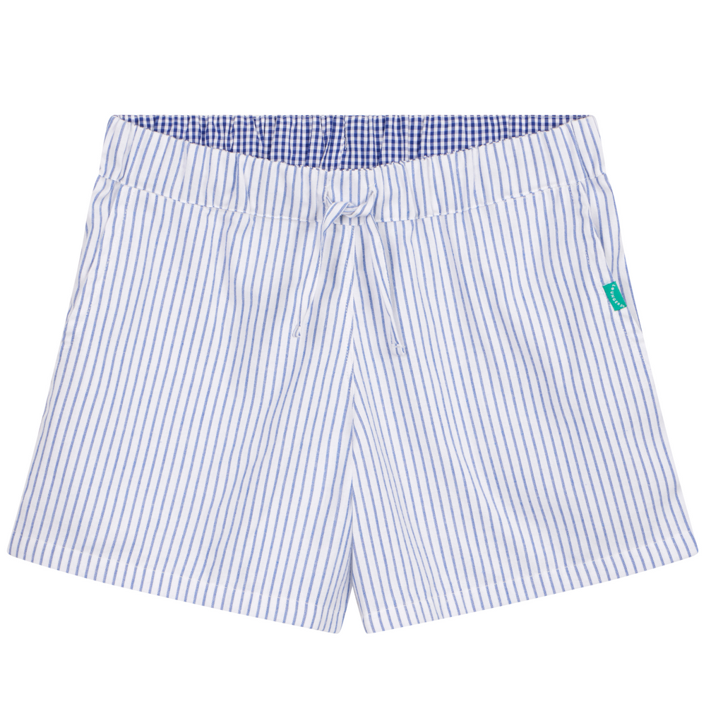 Unisex Monk Seal Shorts in Blue and White Stripe