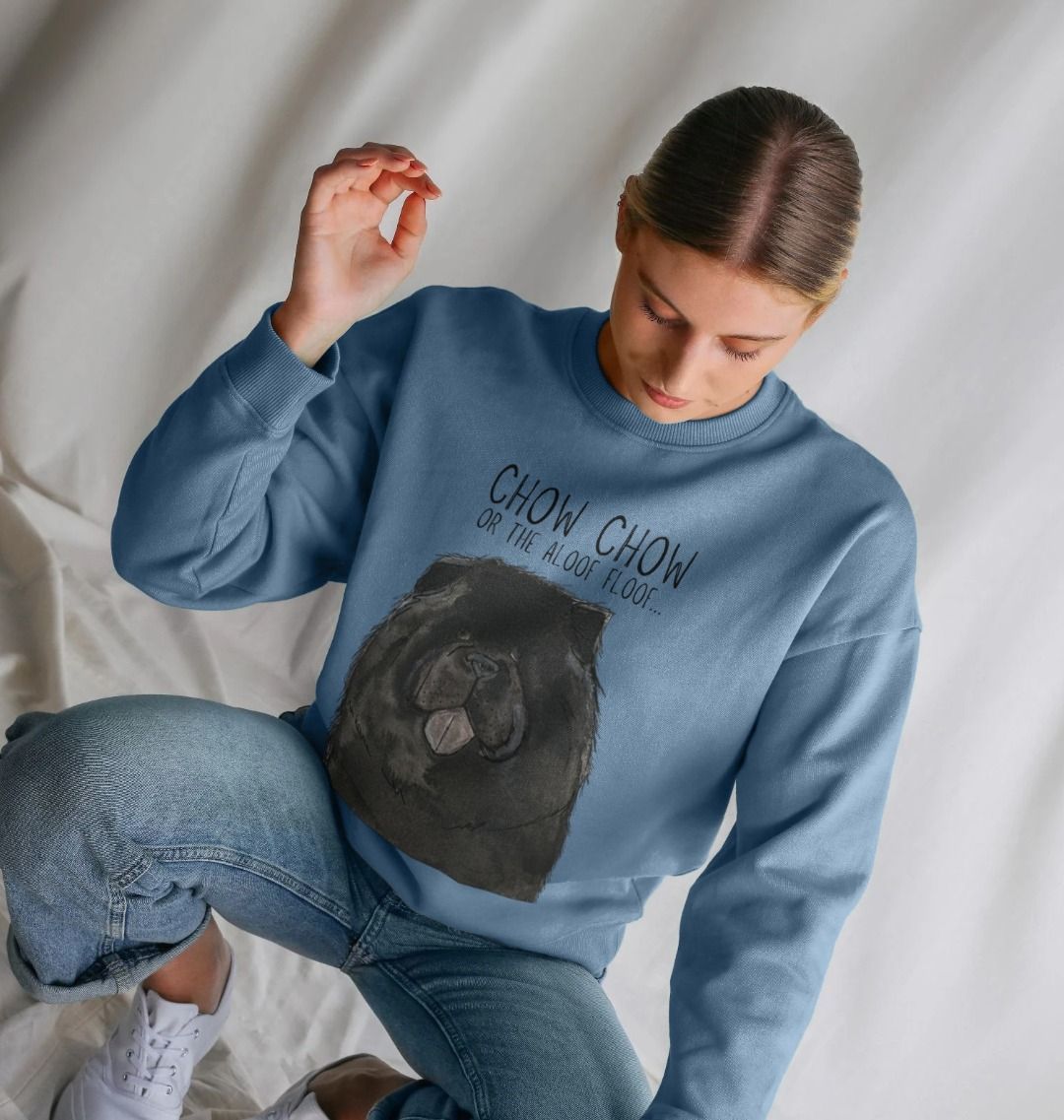 Black Chow Chow Women's Oversized Sweatshirt with Aloof Floof Design