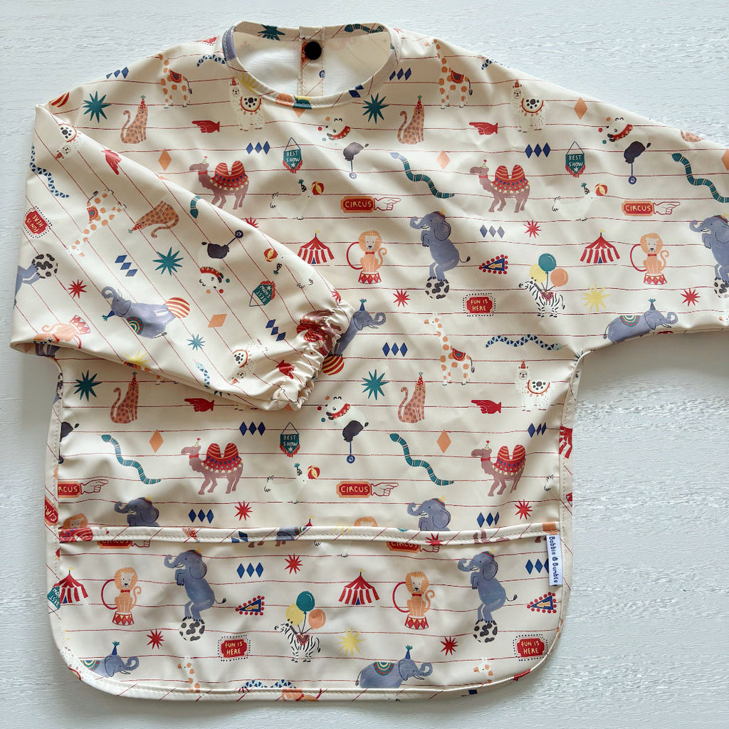 Long Sleeved Baby Bib - Vintage Circus
