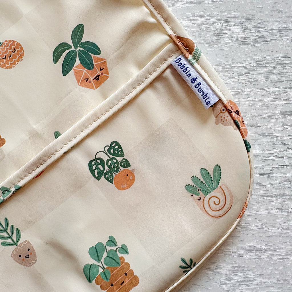 Long Sleeved Baby Bib - Pot Plants