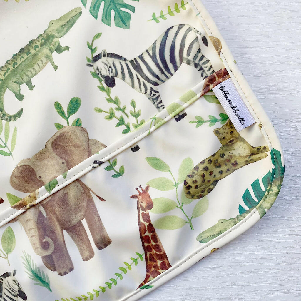 Long Sleeved Baby Bib - Safari Animals
