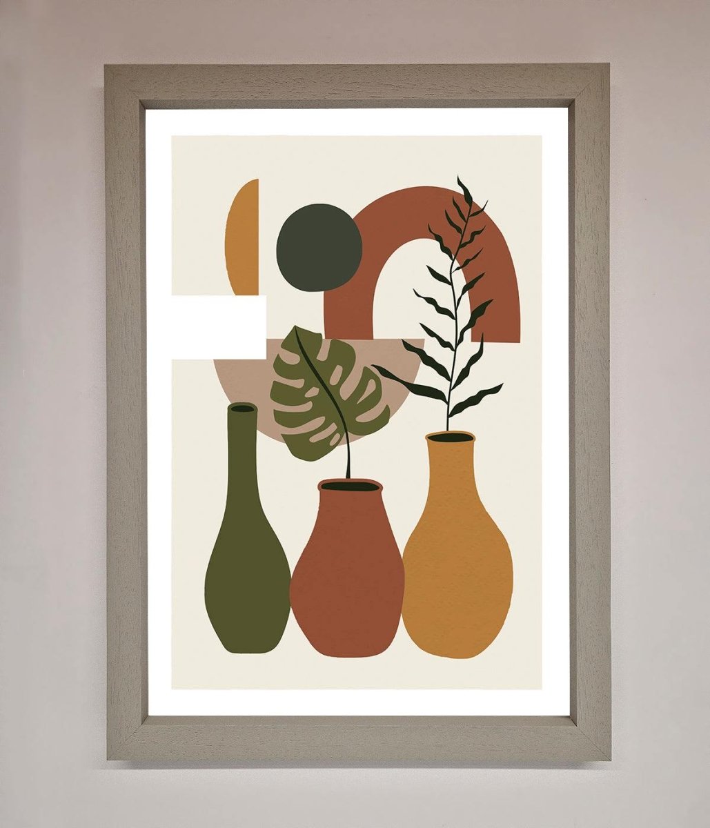 Bohemian Modern Vases and Plant Framed Poster