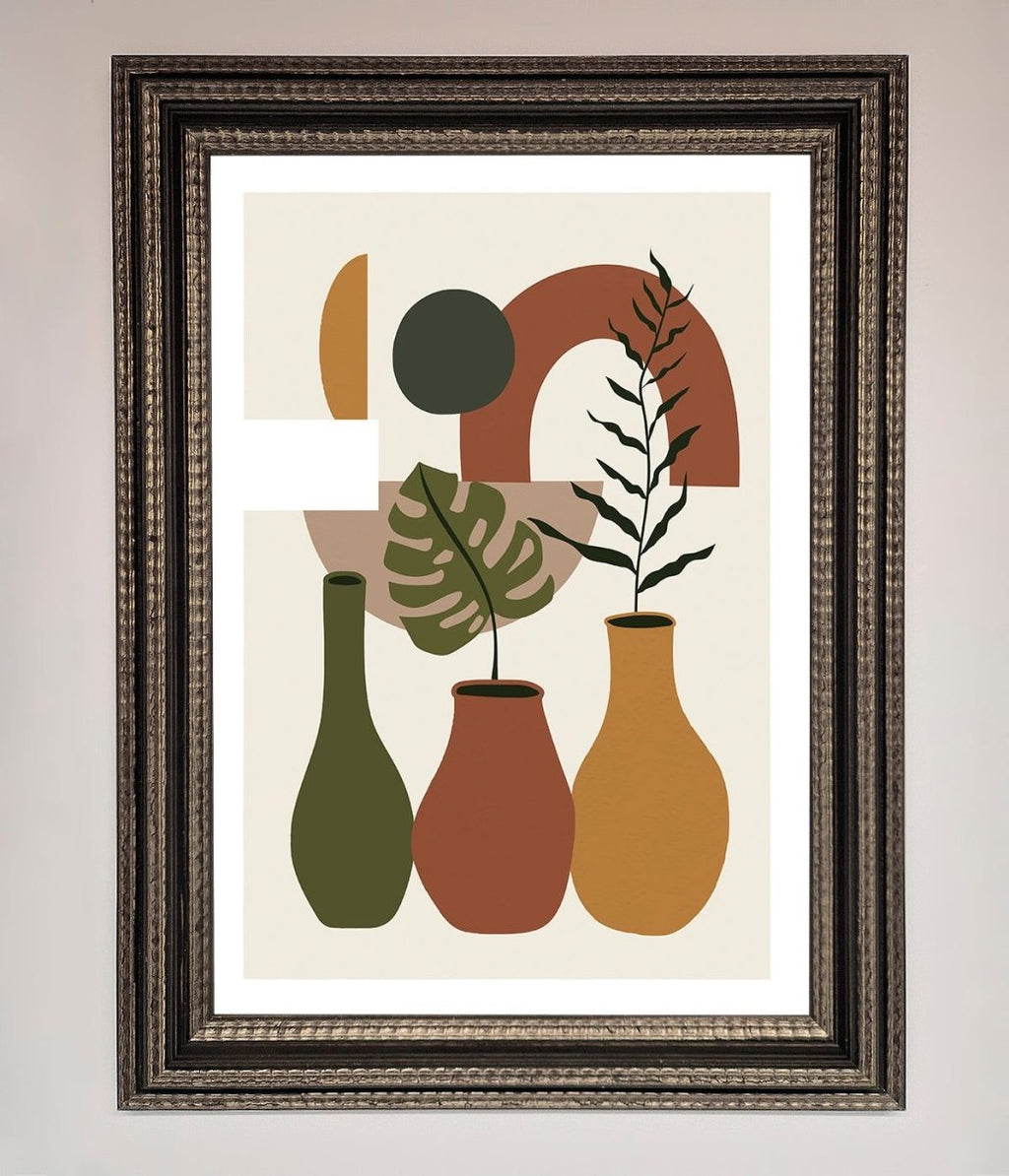 Bohemian Modern Vases and Plant Framed Poster