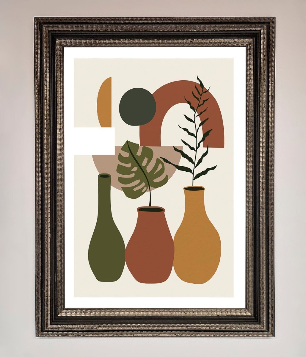 Bohemian Modern Vases and Plant Framed Poster