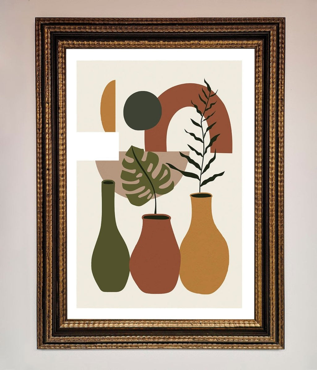 Bohemian Modern Vases and Plant Framed Poster