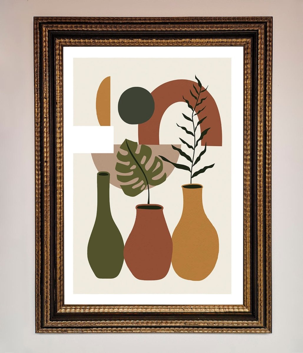 Bohemian Modern Vases and Plant Framed Poster