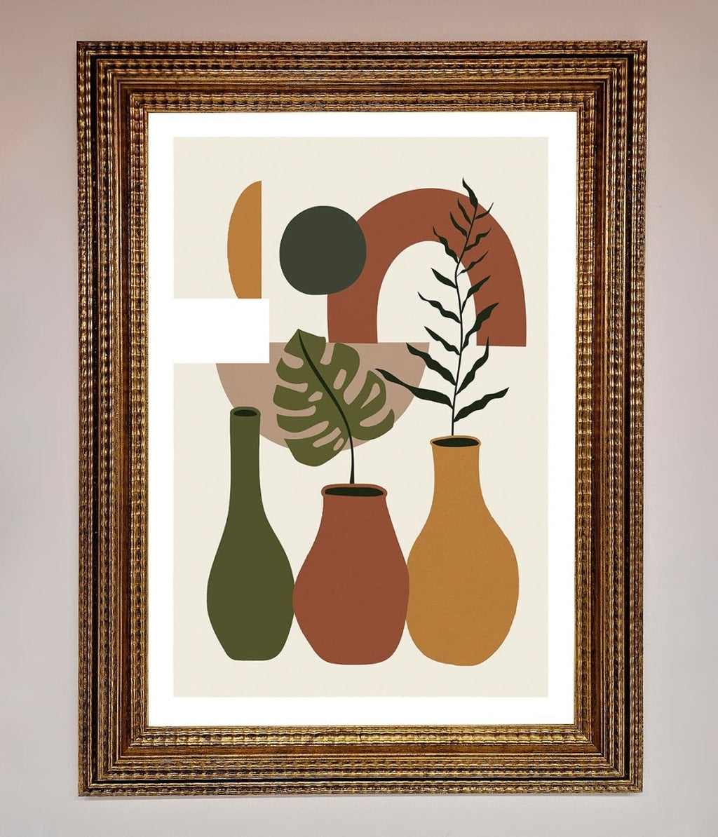 Bohemian Modern Vases and Plant Framed Poster
