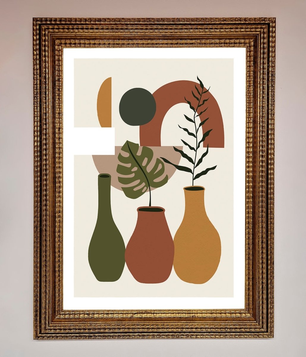 Bohemian Modern Vases and Plant Framed Poster