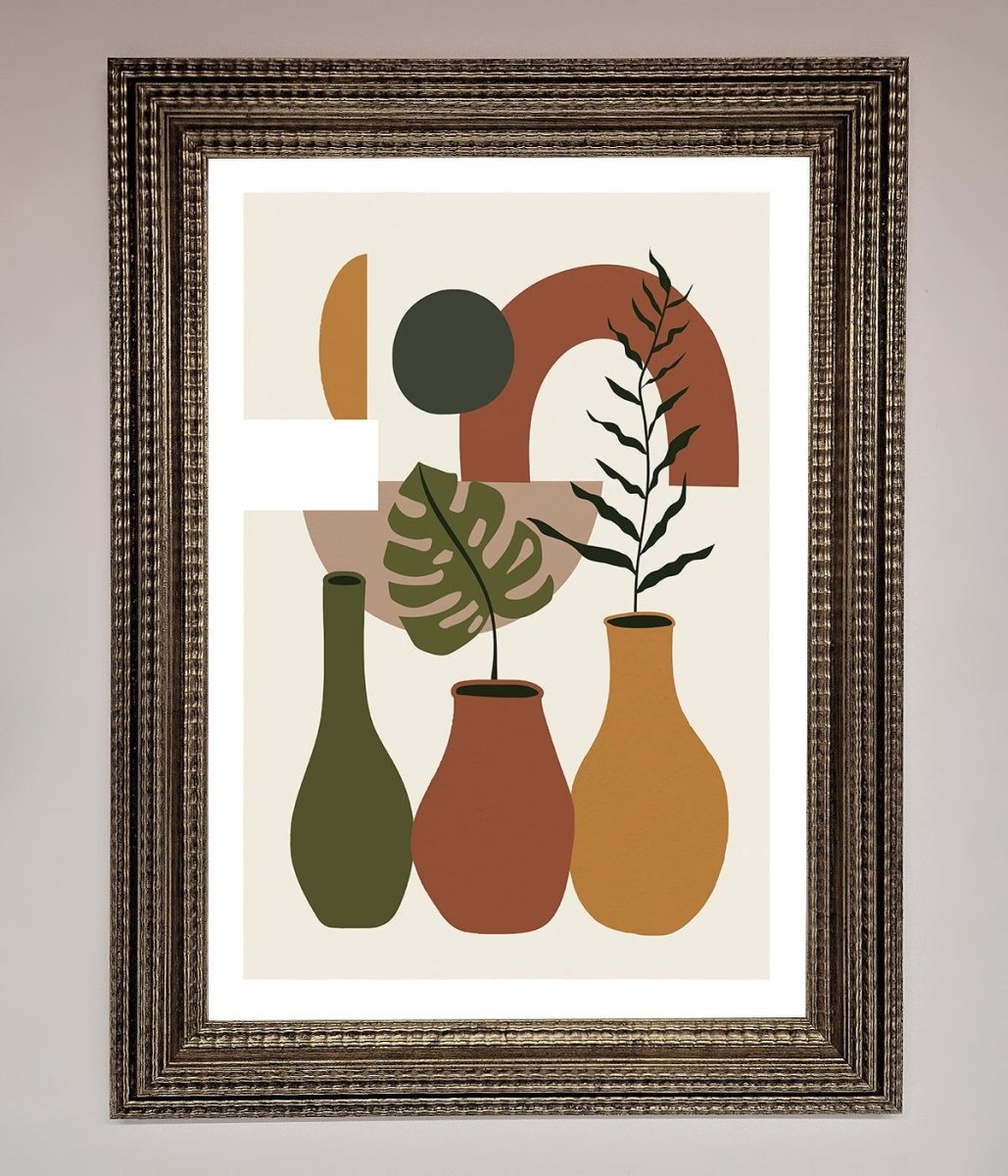 Bohemian Modern Vases and Plant Framed Poster