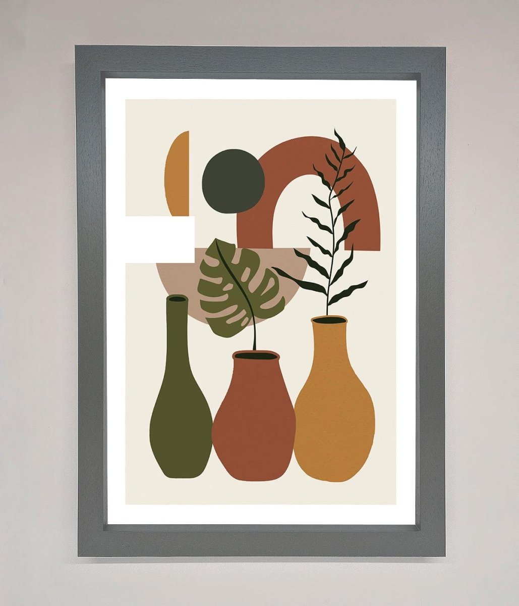 Bohemian Modern Vases and Plant Framed Poster