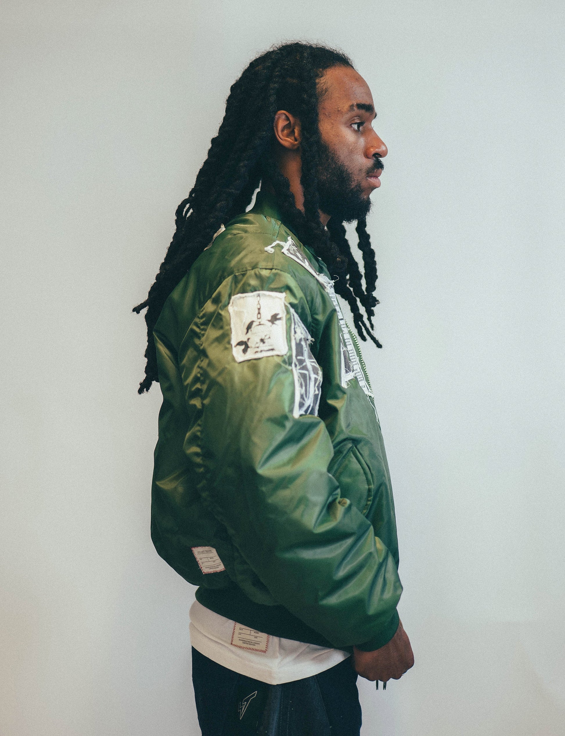 Green MA 1 Bomber Jacket with Vintage Patches