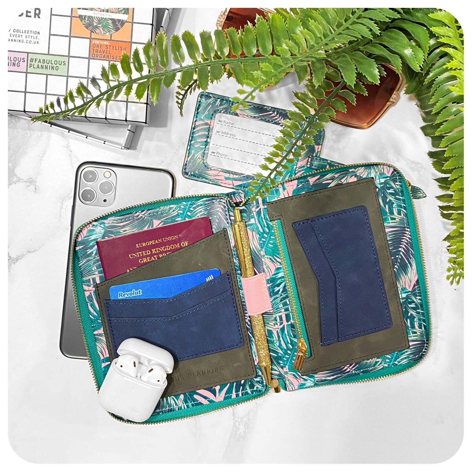 Botanical Travel Organiser with Matching Luggage Tag