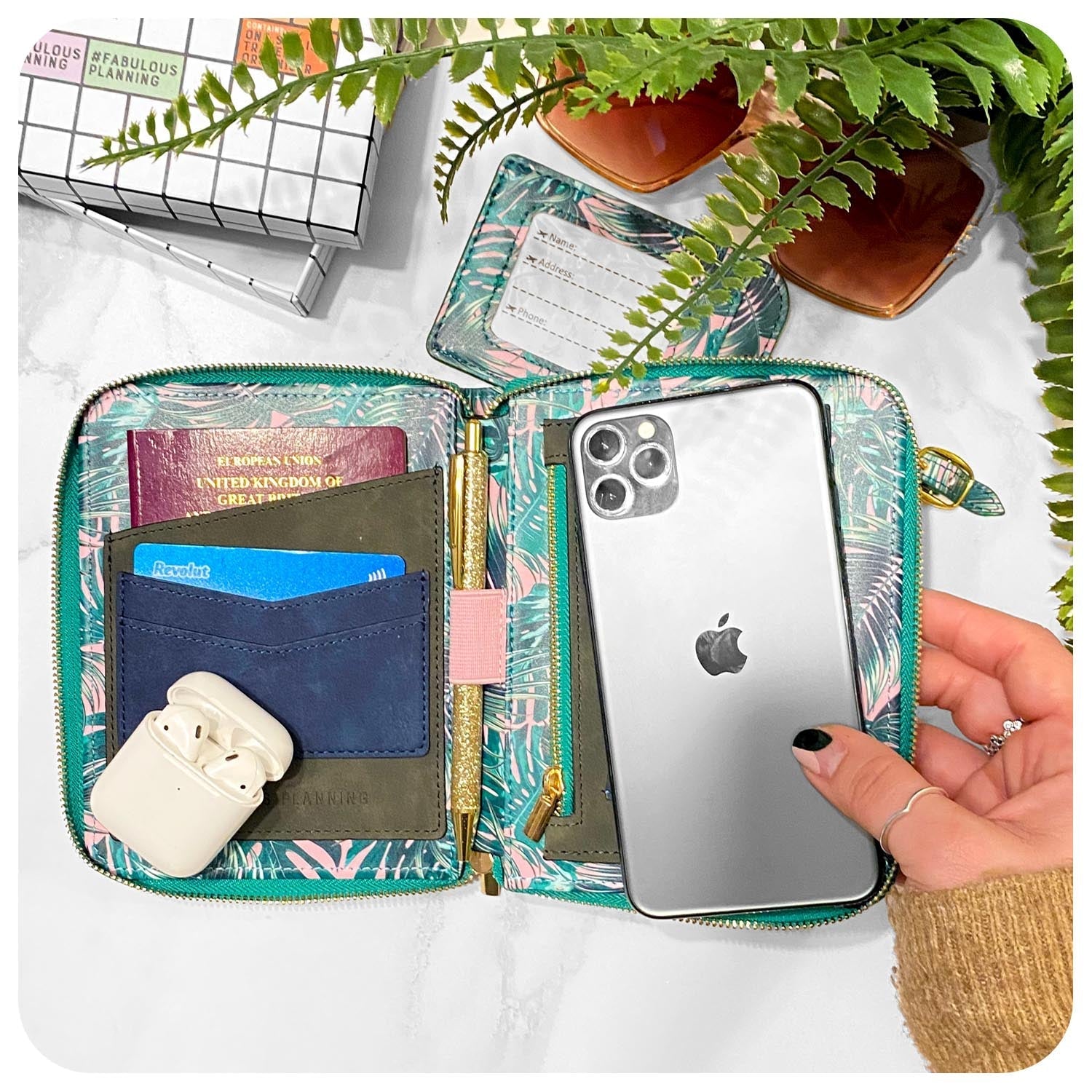 Botanical Travel Organiser with Matching Luggage Tag