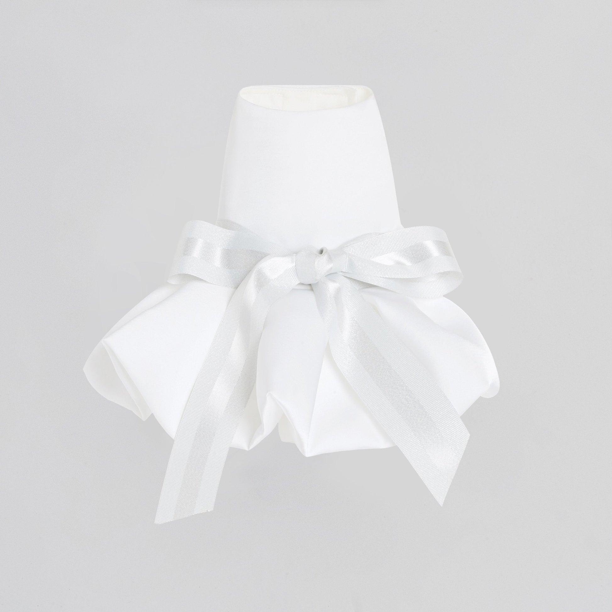 White Bowknot Dress with Puff Hem
