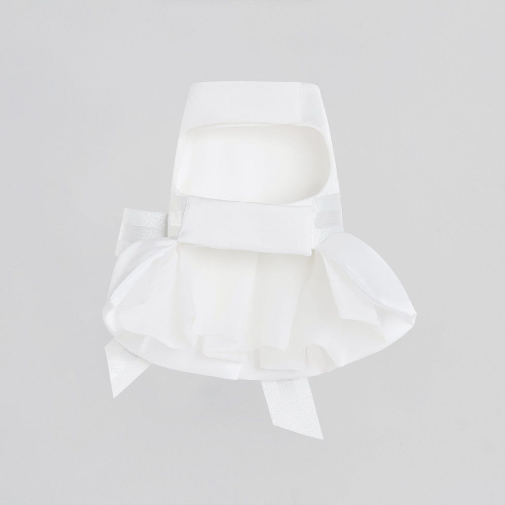 White Bowknot Dress with Puff Hem