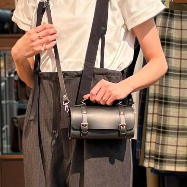 Handmade Leather Bowler Bag in Black