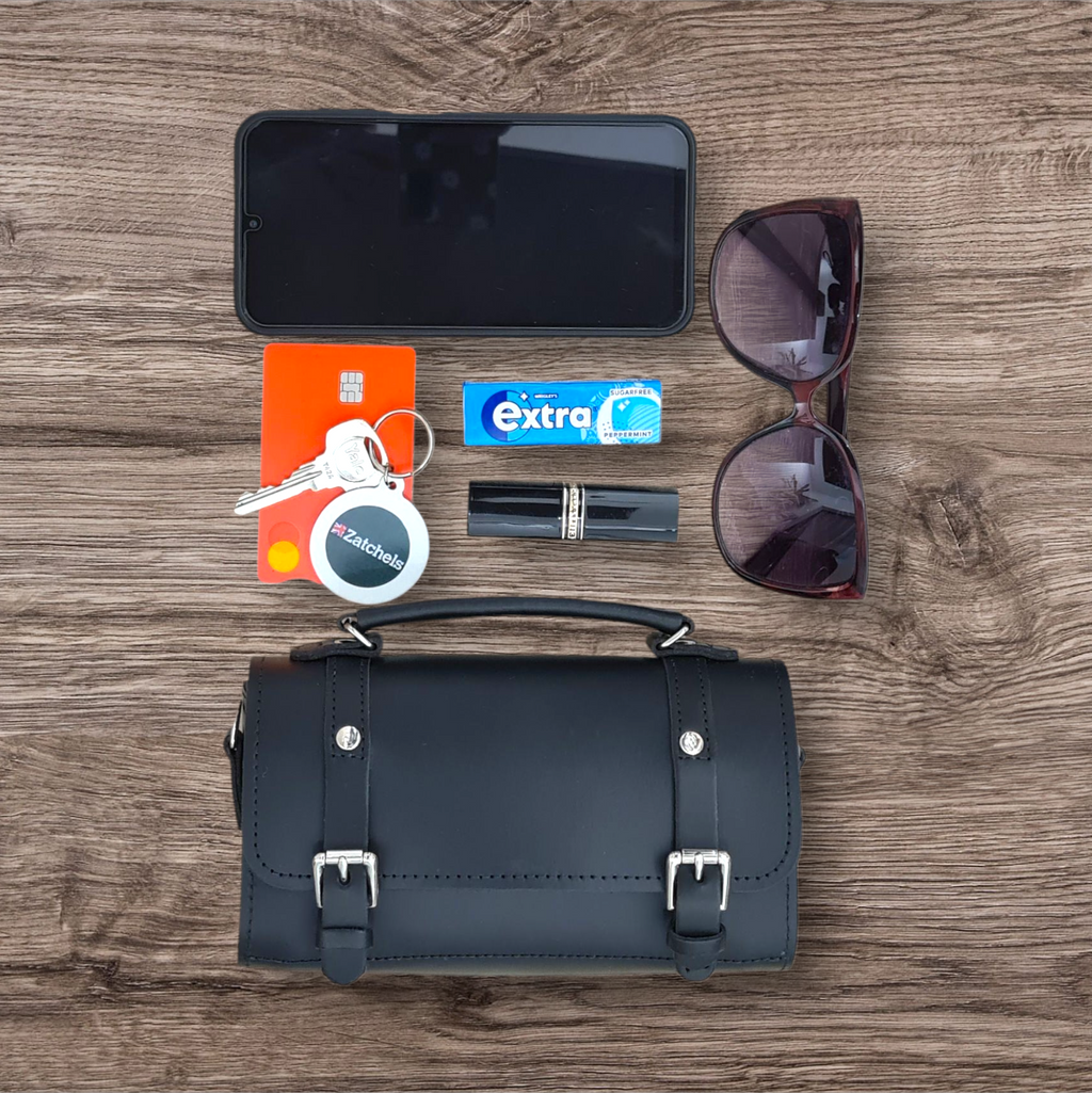 Handmade Leather Bowler Bag in Black