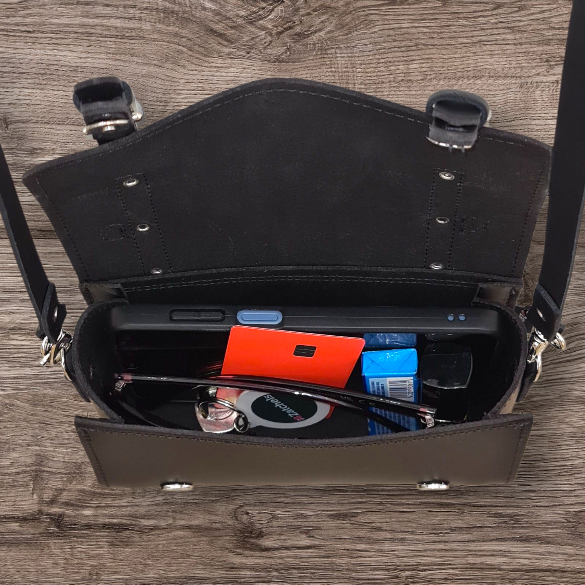 Handmade Leather Bowler Bag in Black