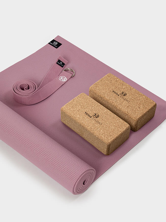 Starter Cork Yoga Set with Mat Blocks and Strap
