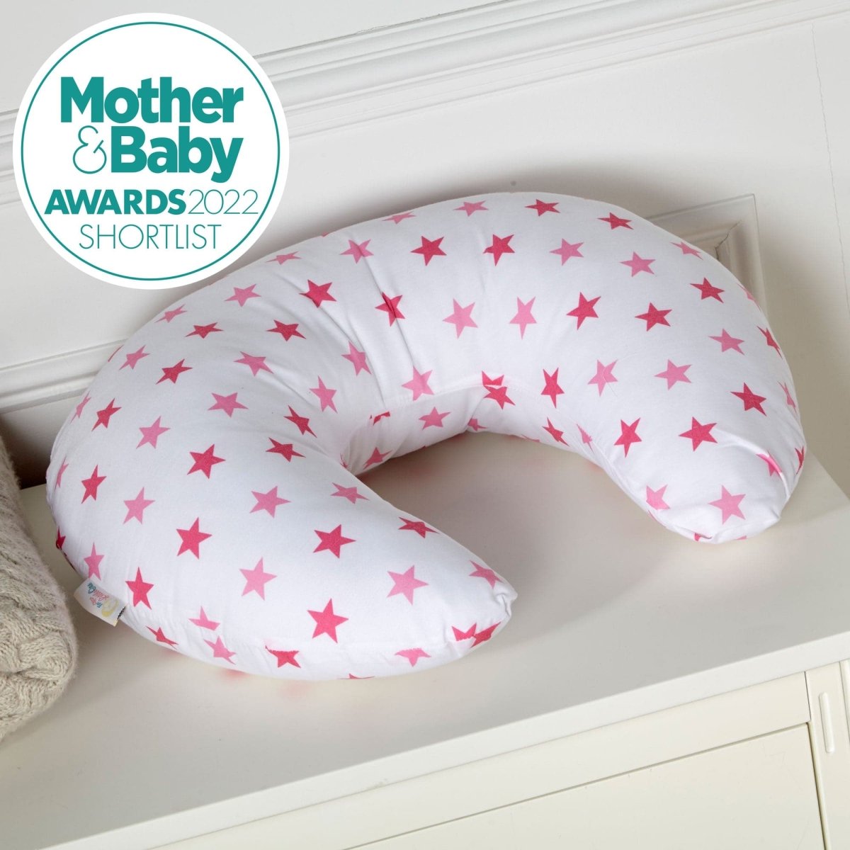 Nursing Pillow Cover in Little Pink Star