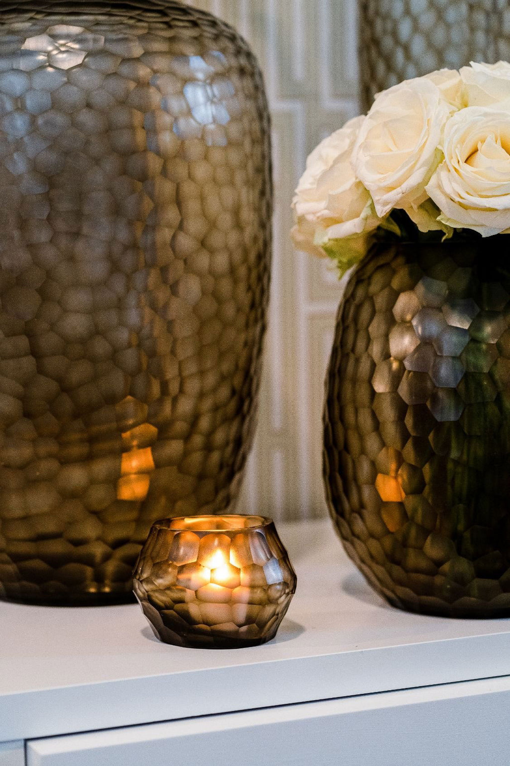 Hematite Candleholder Steel Grey 9cm