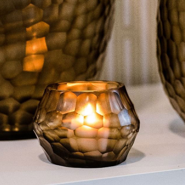 Hematite Candleholder Steel Grey 9cm