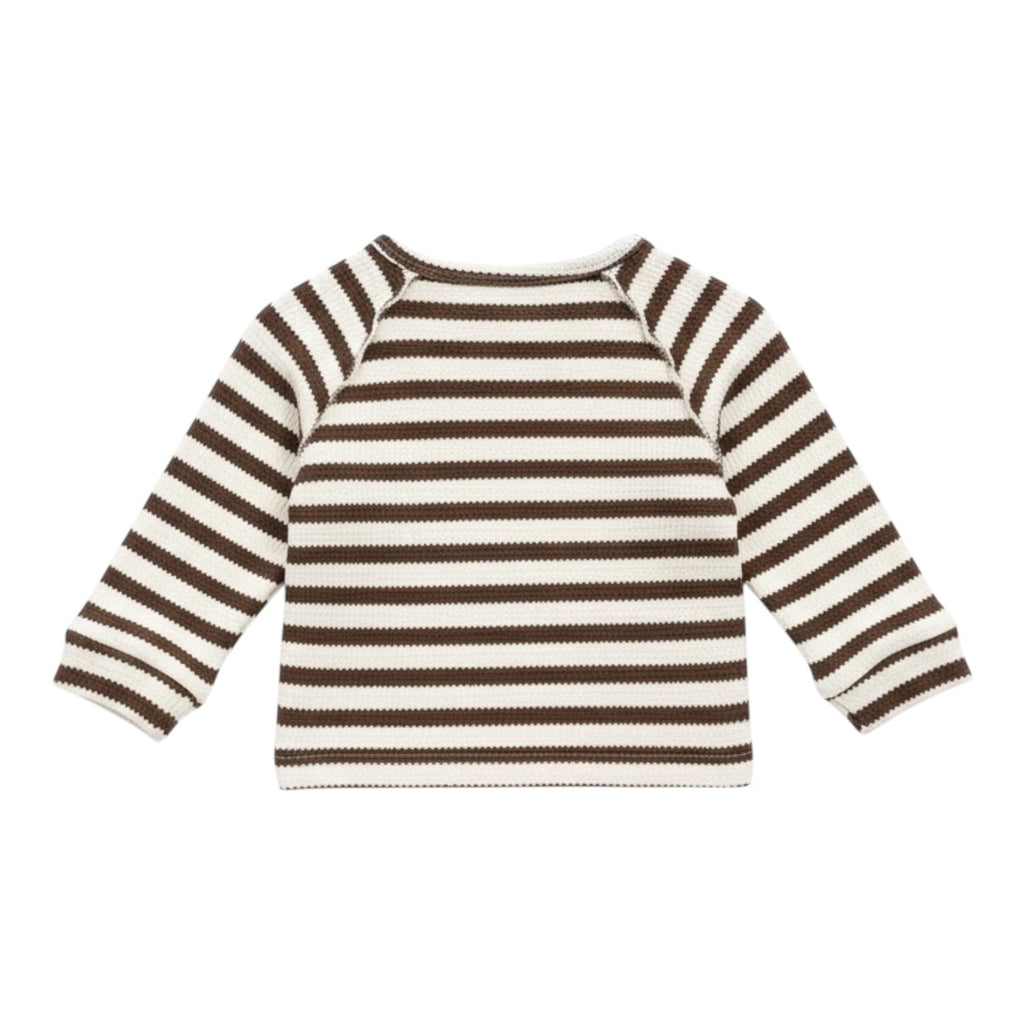 Brown and White Striped Thick Long Sleeve Top