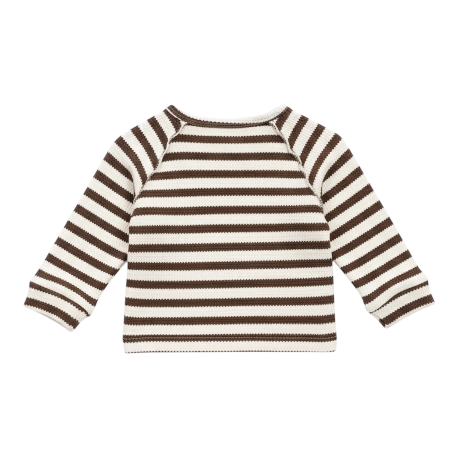 Brown and White Striped Thick Long Sleeve Top