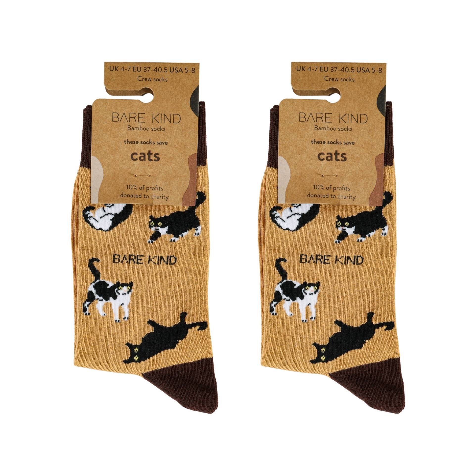 Brown Cat Bamboo Sock Pair Set