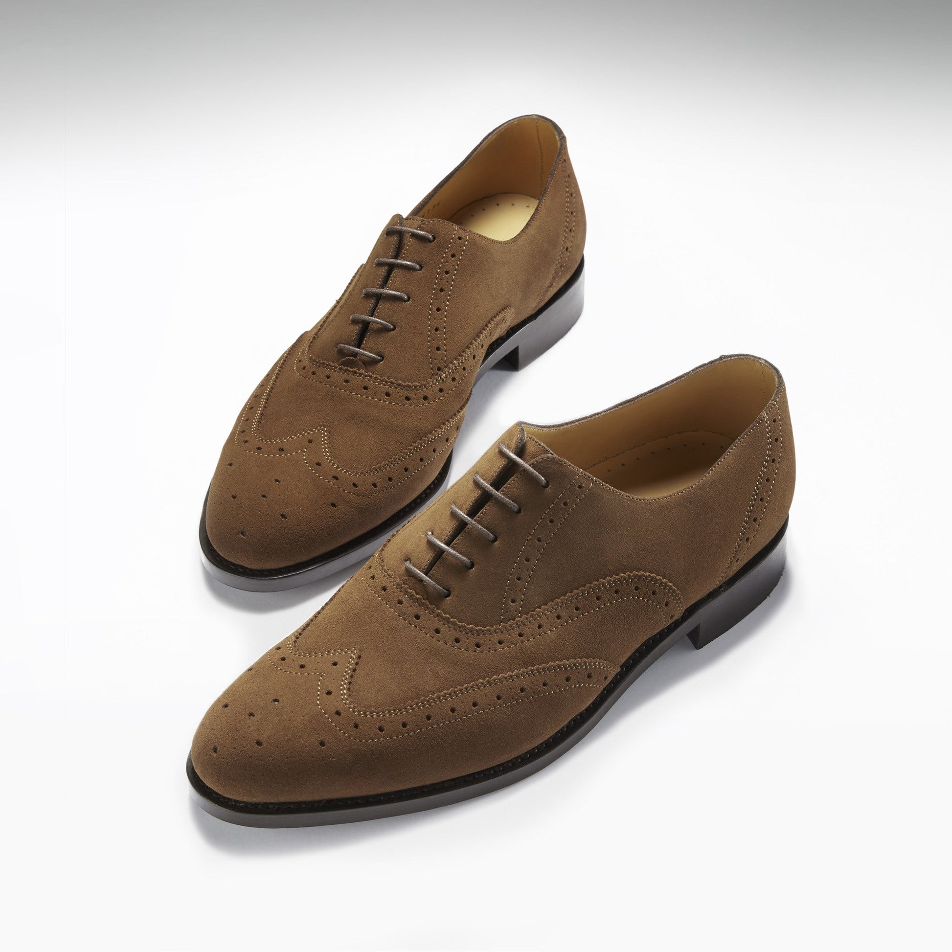 Brown Suede Brogues with Welted Leather Sole