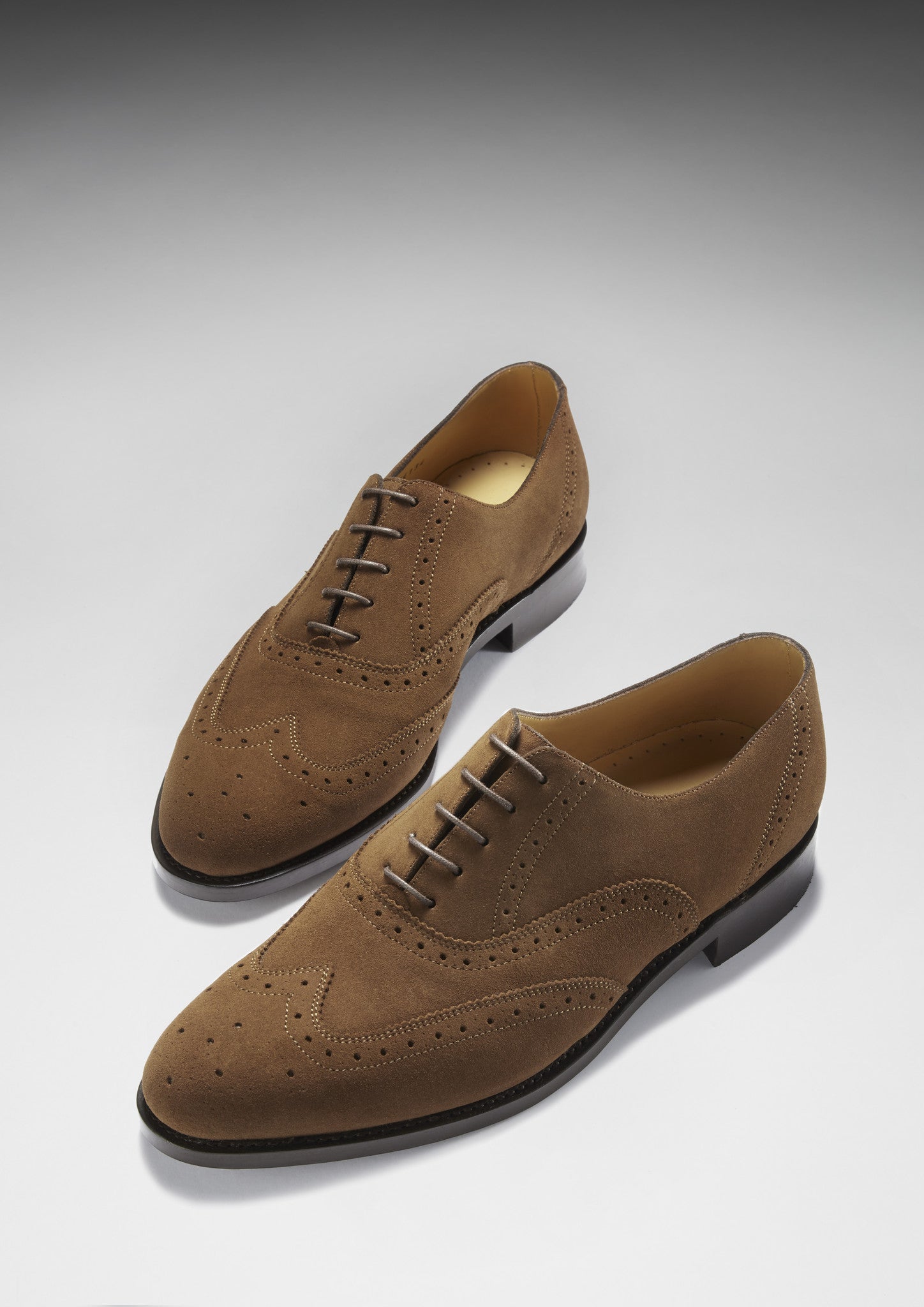 Brown Suede Brogues with Welted Leather Sole