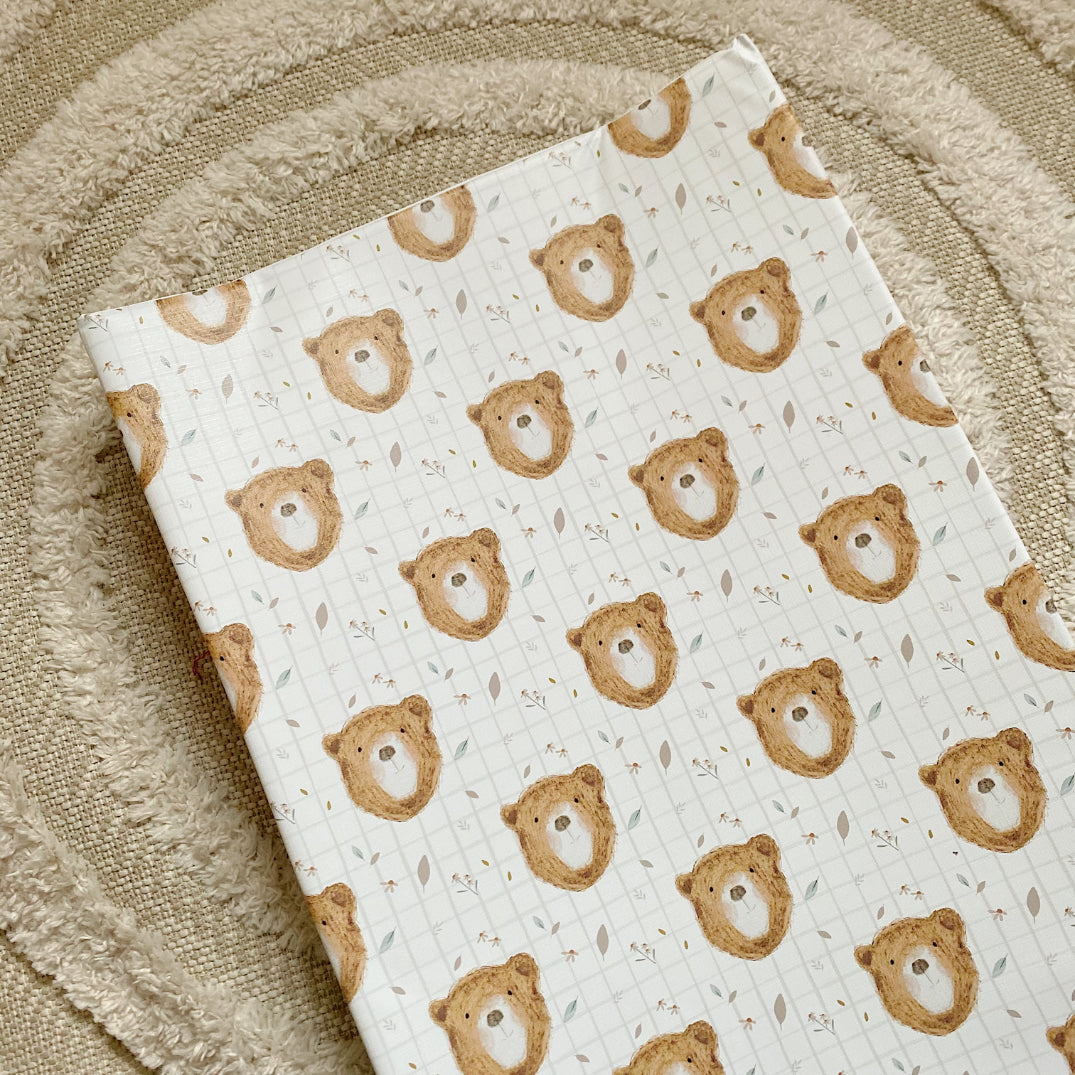 Anti-Roll Wedge Baby Changing Mat - Bru Bear Print