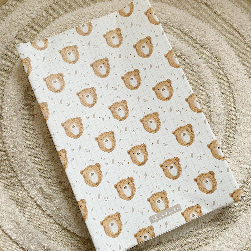Anti-Roll Wedge Baby Changing Mat - Bru Bear Print