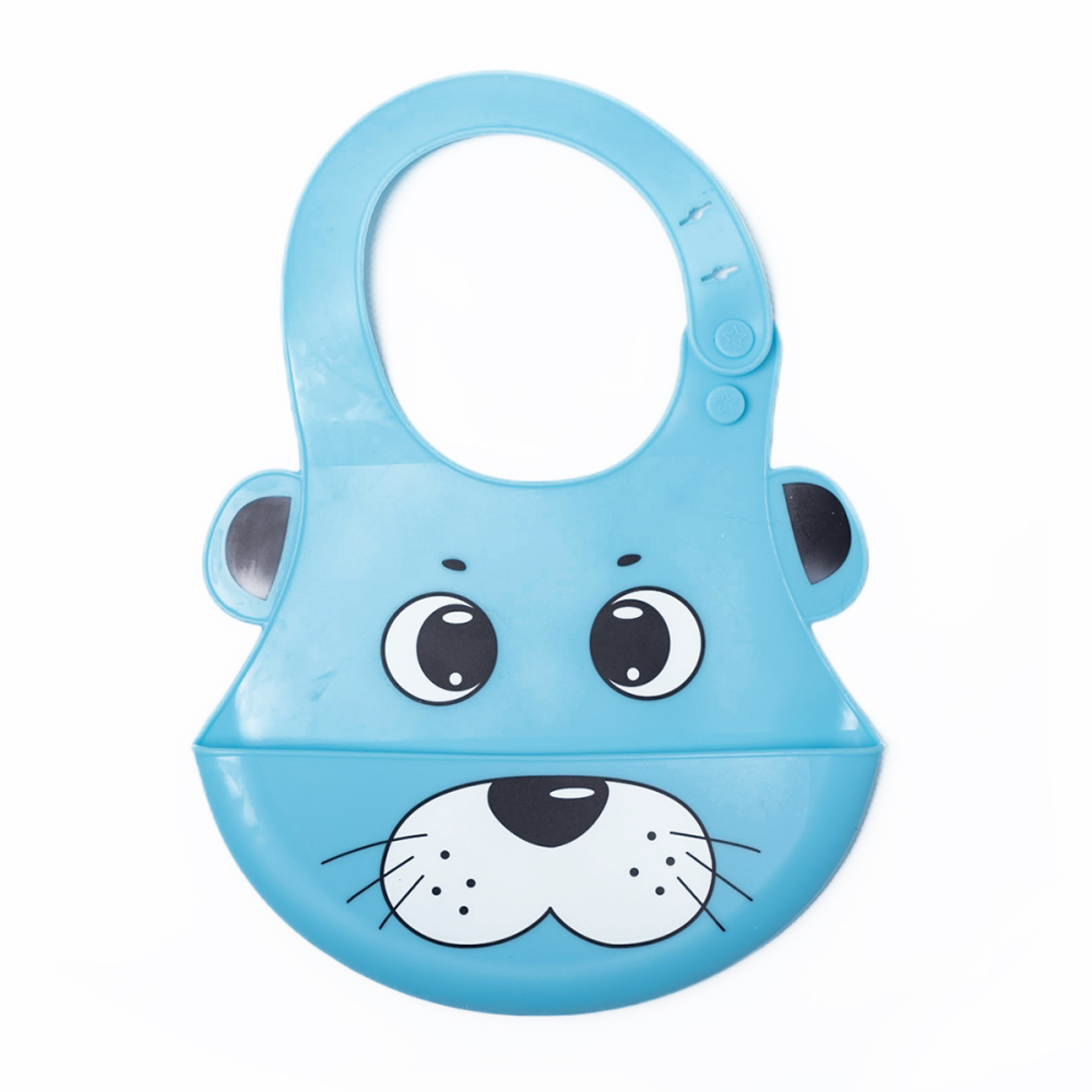 Silicone Character Crumb Catcher Bib in Blue