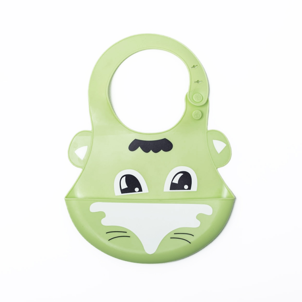 Silicone Character Crumb Catcher Bib in Green