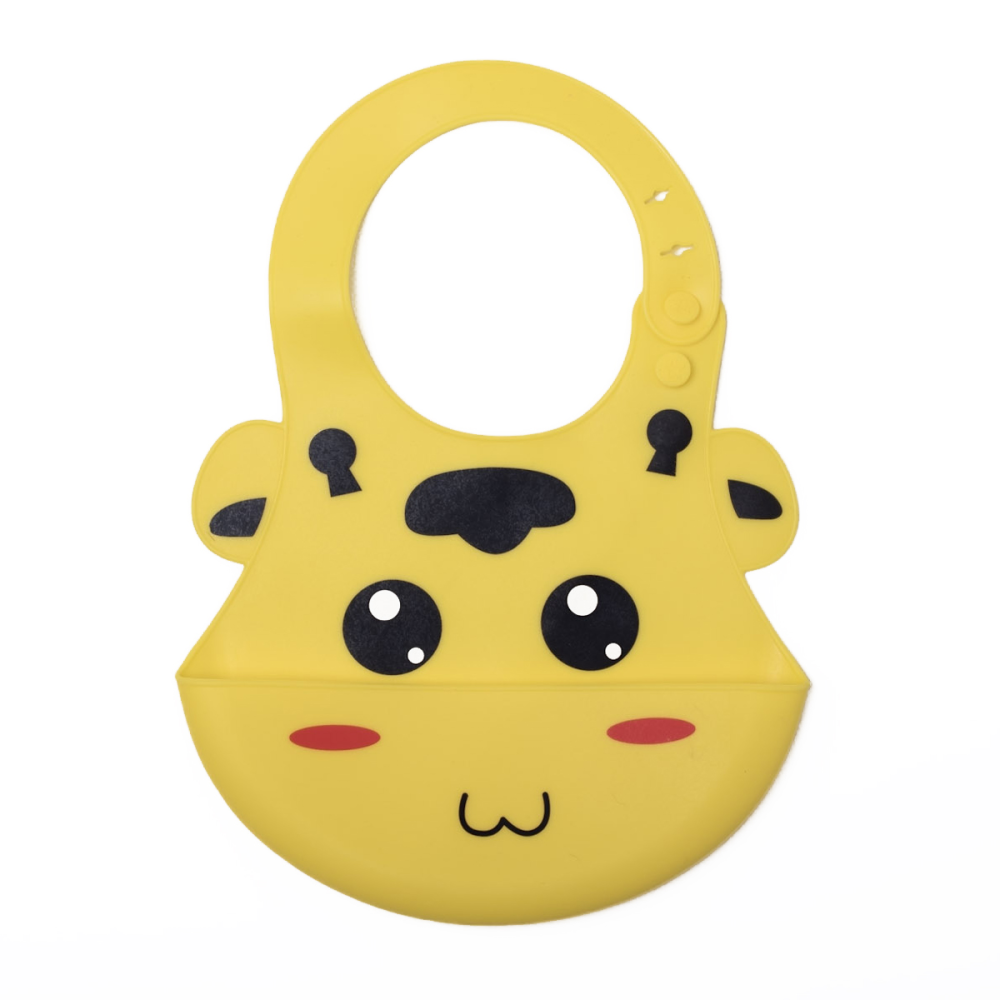 Silicone Character Crumb Catcher Bib in Yellow