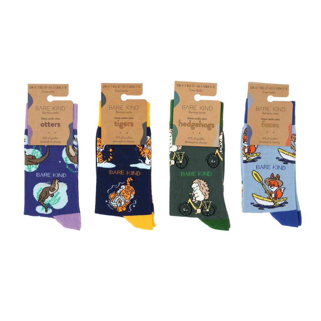Sporty Animals 4 Pack Bamboo Socks