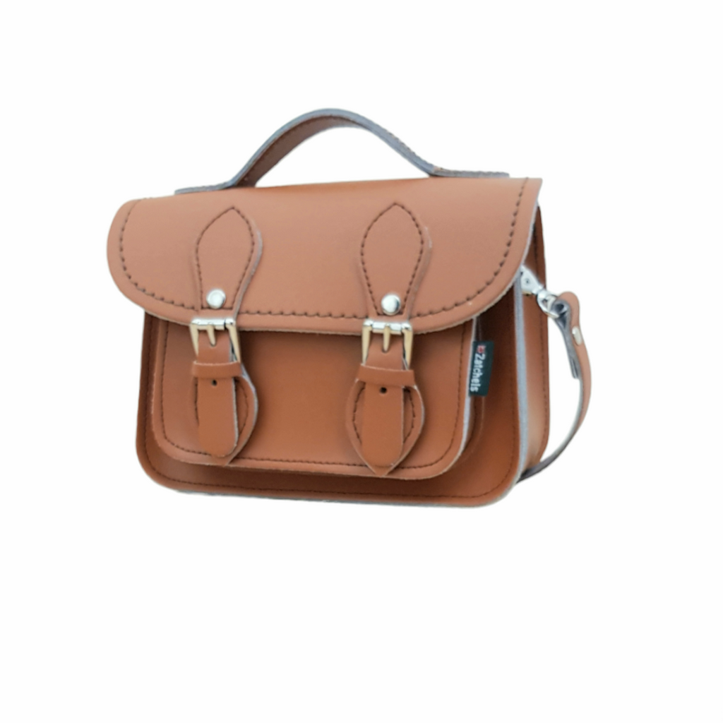 Handmade Leather Micro Satchel in Burnt Orange